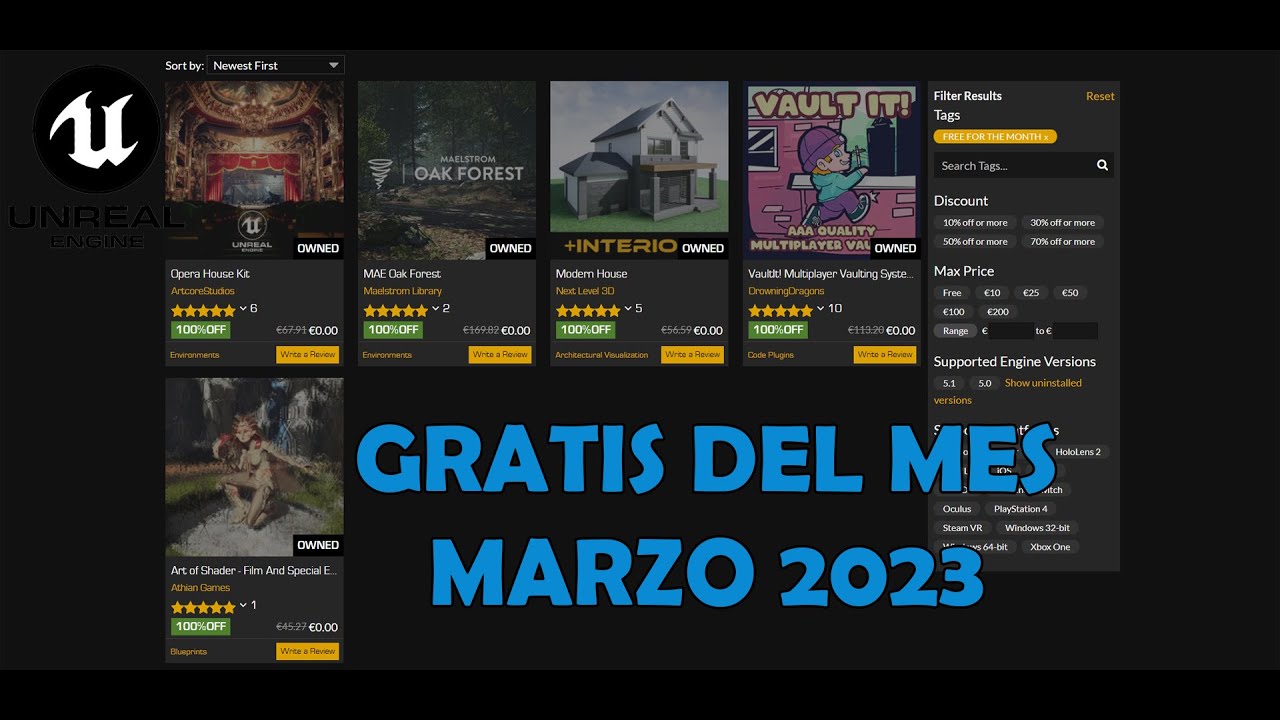Unreal Engine Marketplace - Gratis del Mes Marzo 2023 - YouTube