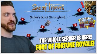 6 SHIPS FIGHT OVER THE FORT OF FORTUNE! (+ Chest of Fortune & Ancient Skeleton) Sea of Thieves!
