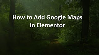 How to Add Google Maps in Elementor