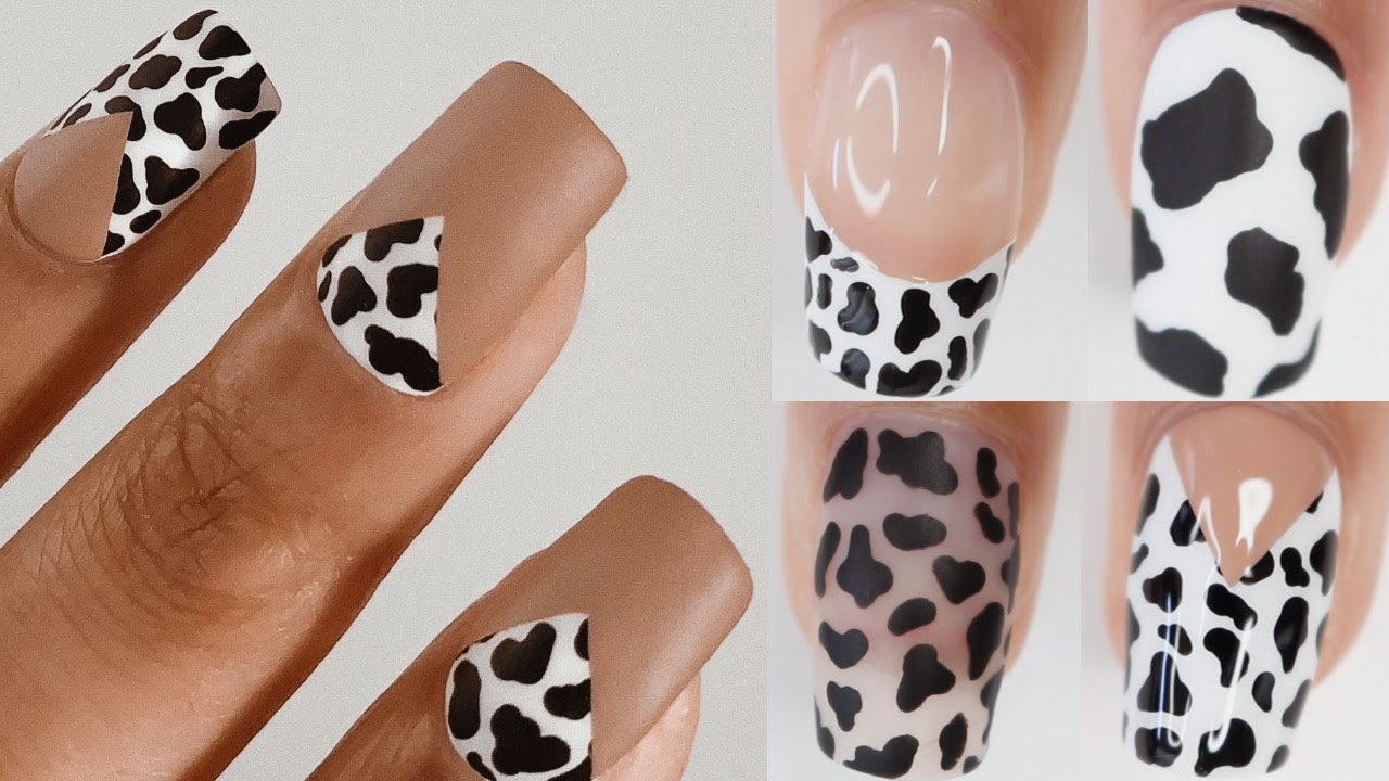 Cow Print DIY Nail Art - YouTube