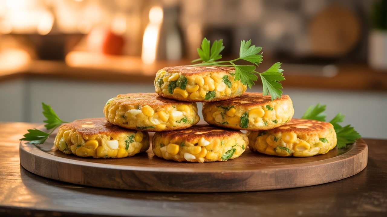 DELICIOUS Golden Fried Sweet Corn & Egg Patties | Crispy & Easy Recipe!