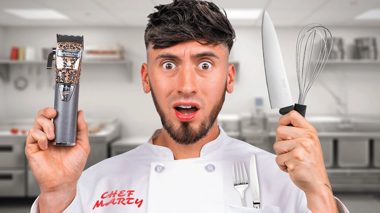 Haircut Only Using Kitchen Utensils! YouTube