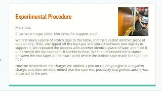 PHYS 2212 Lab 1 - Charged Tapes