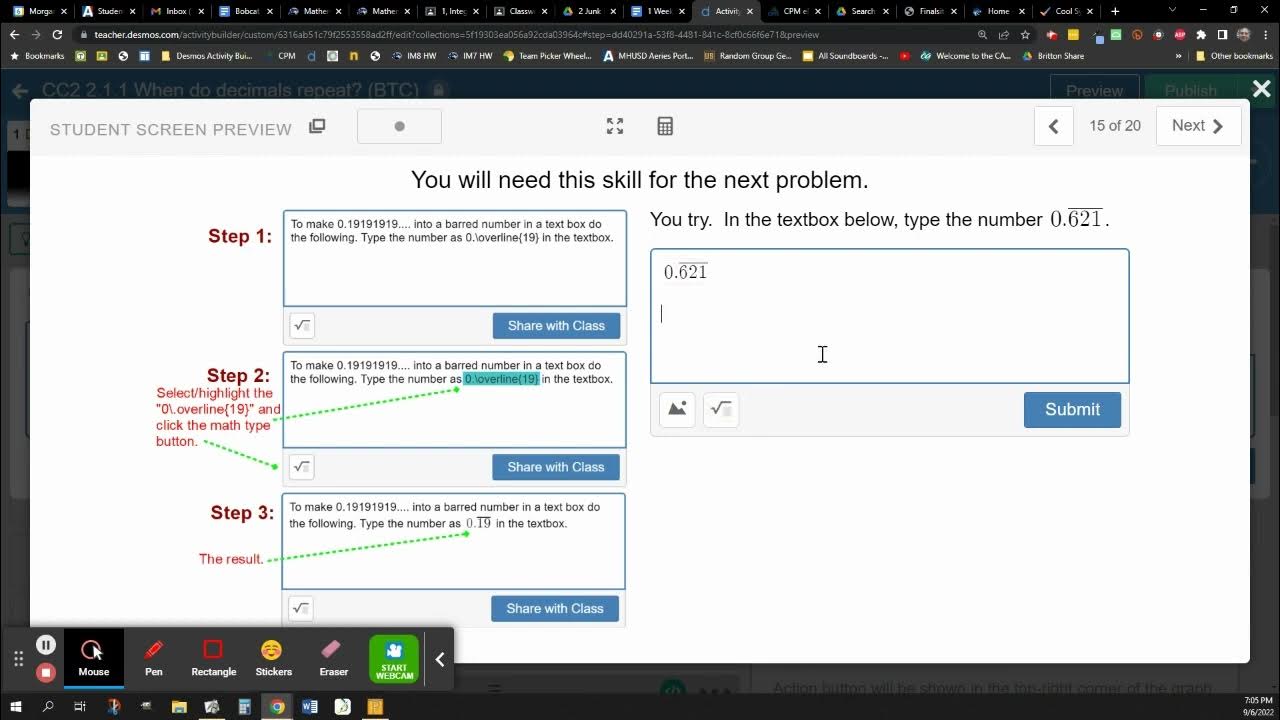 Typing repeating decimals in desmos textboxes youtube