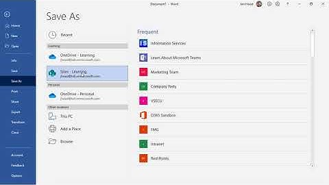 Default Save in Microsoft Word (Office 365)