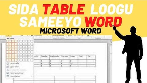 sida word table loogu samaysto ama excel table loogu copy gareeyo word