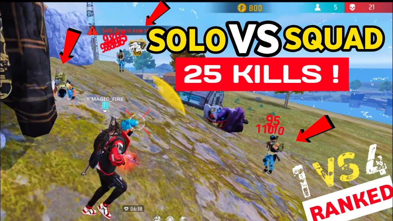 Solo vs squad || 1 v 4 || br ranked game play || SUPER M2F - YouTube