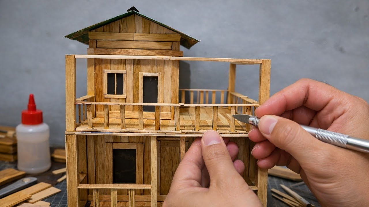 Miniature Scratch Building DIY Miniature Wooden House Build from Scratch | Satisfying DIY Tiny ...