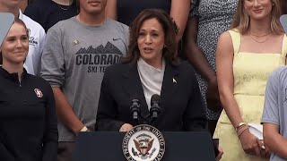 VP Harris speaks for first time since Biden suspends campaign