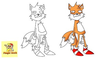 How To Draw FNF MOD Character - Secret History Tails Easy Step by