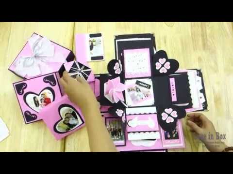 Scrapbook Exploding Box Card-Secret Handmade Gift Love in Box-Photo Album DIY Easy-For Birthday