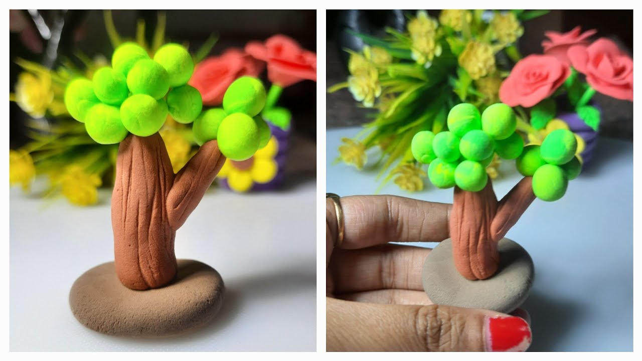 DIY Artificial Tree With Super Clay 🪴 | Artificial Clay Plant | Clay ...