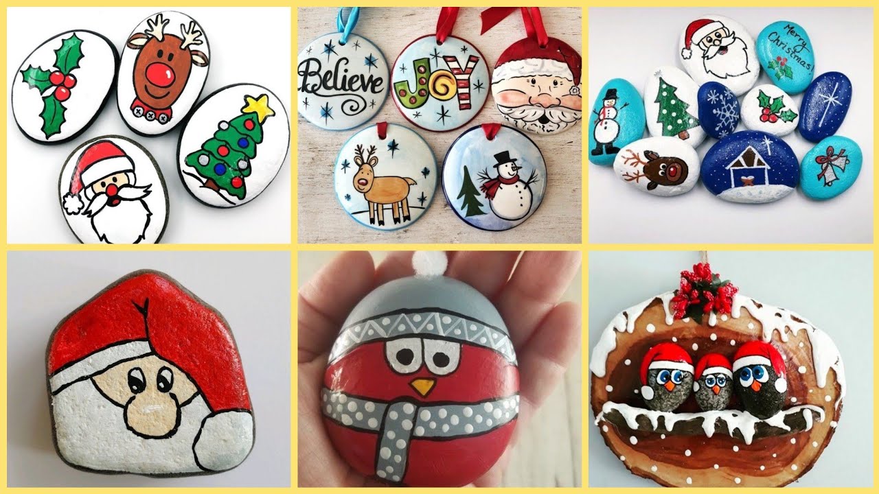 Christmas Stone Painting Ideas, Christmas Rock painting Ideas - YouTube