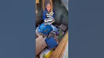 Thumbnail of DUMPSTER DIVER JUMPS IN DUMPSTER TO RESCUE FOOD #dumpsterdiving #donatenotdump