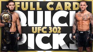 UFC 302 QUICK PICKS | FULL CARD PREDICTIONS | Islam vs Dustin | Jacob's Picks