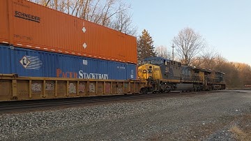 Fast 60MPH CSX Intermodal Q008 with Nice Sunset Behind - ES44AH #962 & YN2 AC4400CW #481