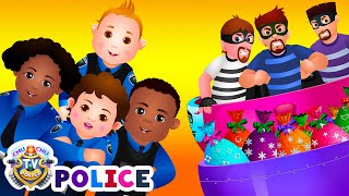 chuchu tv police chase thief in railroad police car save giant surprise eggs toys gifts for kids