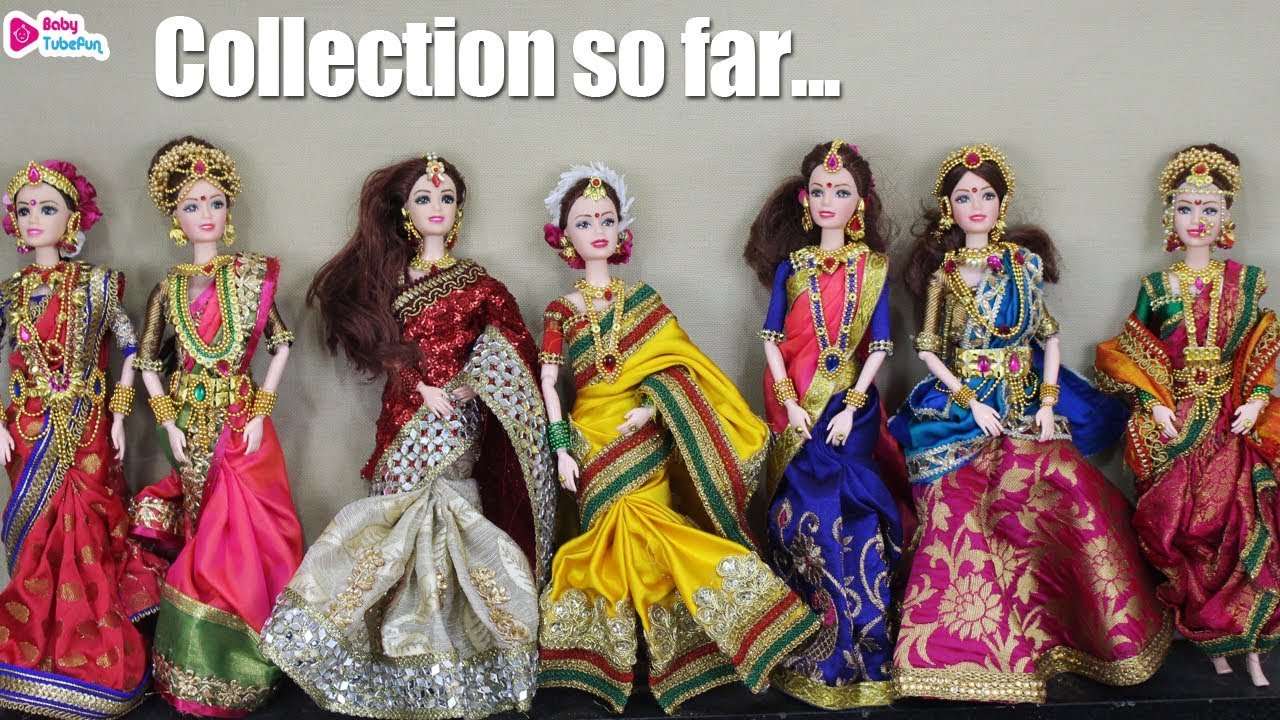 Barbie doll Lehenga and saree draping collection so far, Baby tube fun