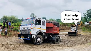 Tata LPS 4018 heavy duty 18 wheeler truck ka dam |Tata truck rescued by JCB excavator| Indian power