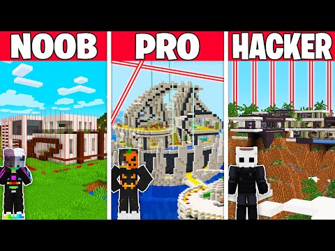 NOOB vs PRO vs HACKER: GÜVENLİKLİ LÜKS VİLLA YAPI KAPIŞMASI! - Minecraft