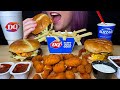 ASMR FLAMETHROWER GRILLBURGER, A1 STEAKHOUSE BURGER, CHEESE CURDS, & BLIZZARD (NO TALKING) MUKBANG