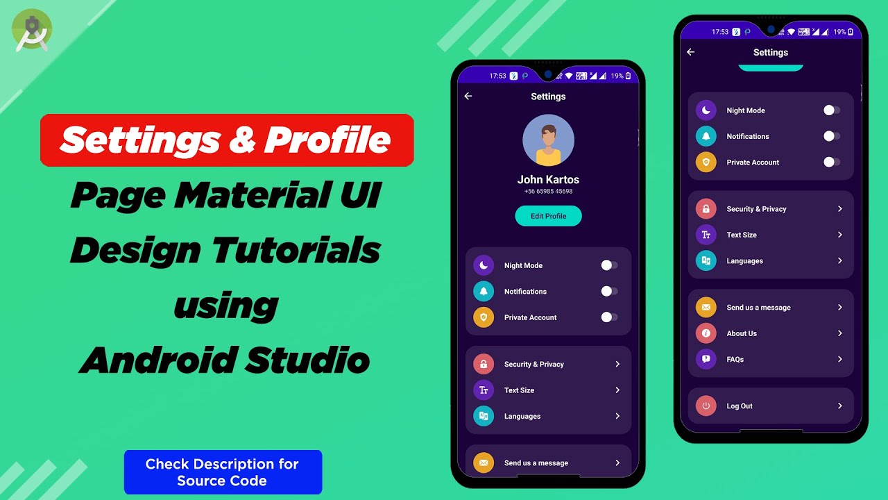 How to create Settings Page with Modern and Attractive Material UI design  in Android Studio - YouTube