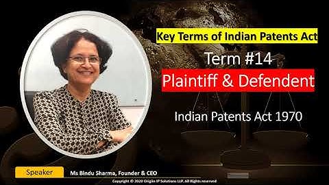 What is a Plaintiff/Defendant? Term 14 - Key Terms of Indian Patents Act  #keytermsofpatentsact