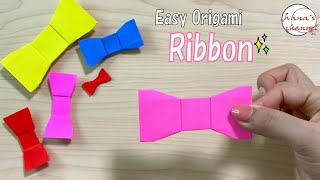 【Easy Oirigami】How to make Cute ribbon【簡単折り紙】りぼん?折り方 색종이접기리본 折纸　リボン　可爱的织带 かわいい　folding paper DIY