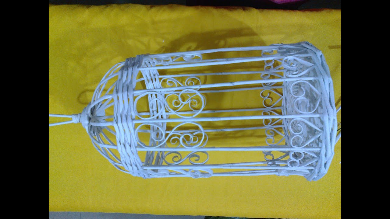 COMO HACER UNA PAJARERA O JAULA ESTILO VINTAGE DE PAPEL DE OFICINA RECICLADO PARA DECORACIONES