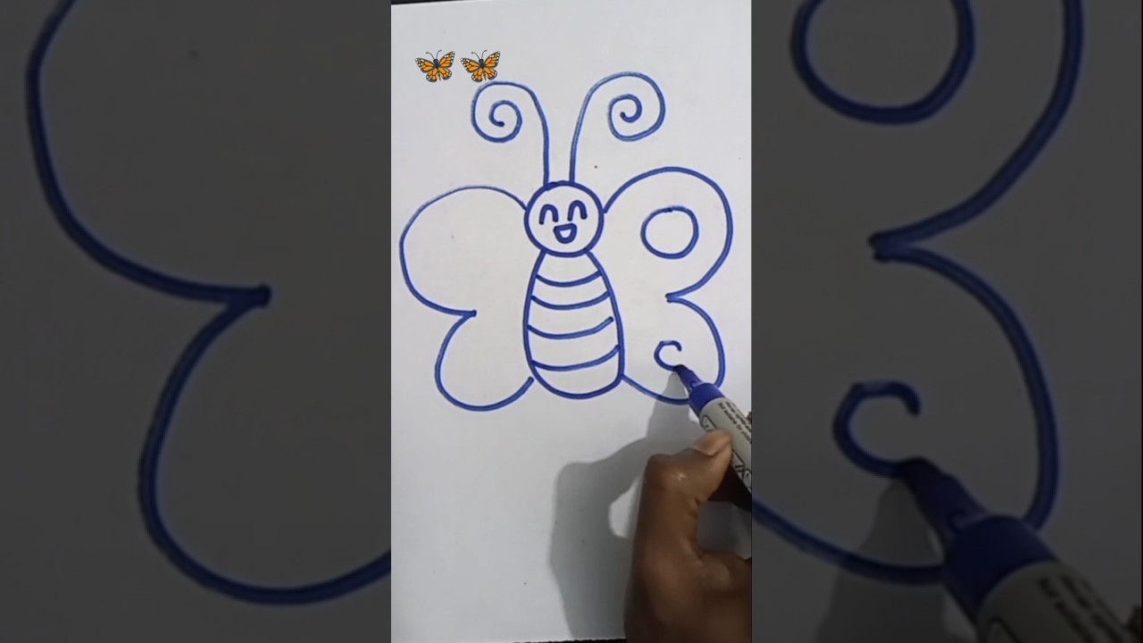 Very easy!! butterfly Drawing for kids || How to draw a Butterfly || #shorts #kids