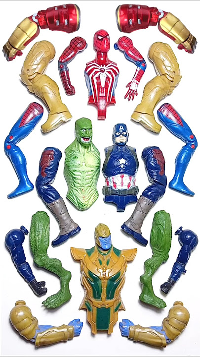 Avengers Superheroes Action Figures, Spider-Man, Captain America, Lizard, Thanos. #shorts