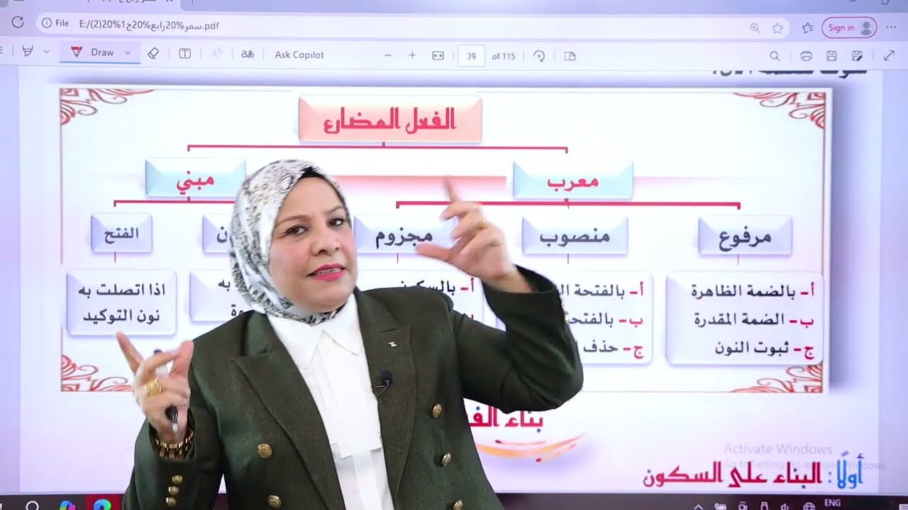 ملخص بناء الفعل المضارع للصف الرابع الإعدادي / شرح مبسط مع الأمثلة