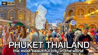 🇹🇭 4K HDR | นักท่องเที่ยวล้น! ทะลักเที่ยวเมืองเก่าภูเก็ต เมืองสวยระดับโลก | Thailand 2023