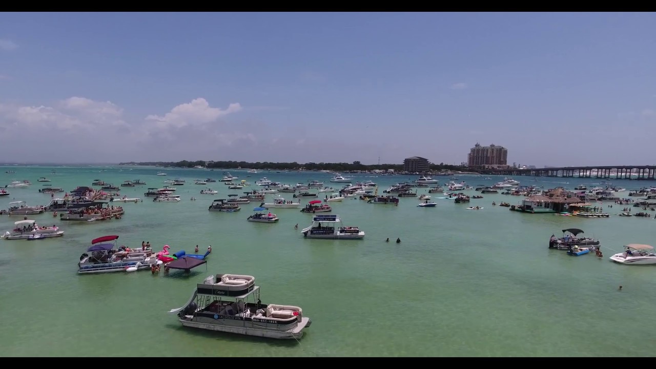 DJI Phantom 4 from the boat Crab Island Memorial Day weekend 4k