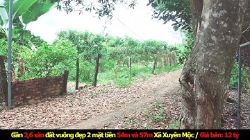 NVT2888 Bán lô đất vuông đẹp gần 2,6 sào xã Xuyên Mộc cách QL55 khoảng 1,3 km