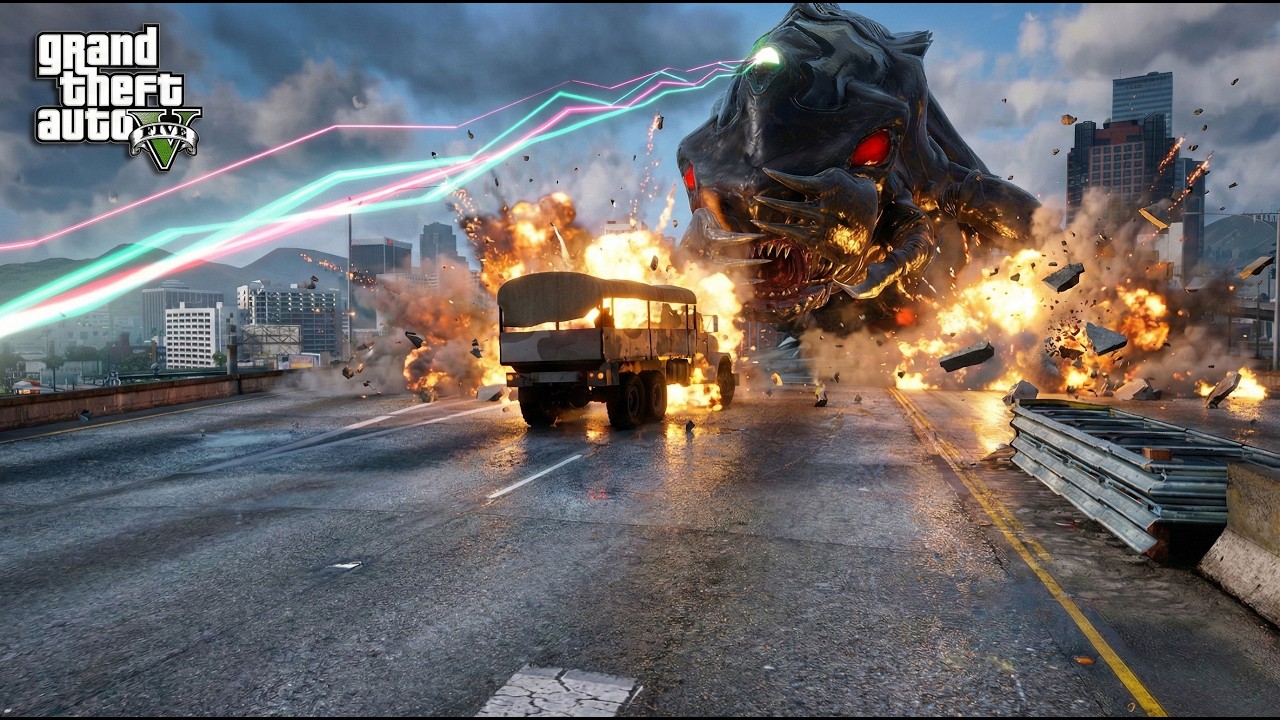 GTA 5 - Gigamoth Larva Attack The City | Godzilla Scripts