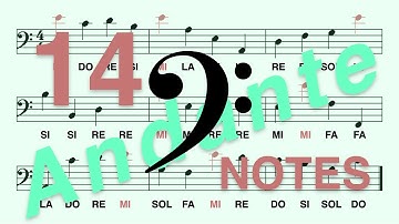 Bass Clef (F Clef): Learn to Read the MI Note in less than 2 Minutes - Andante, 14 Notes