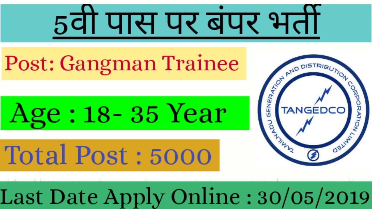 Gangman Trainee Recruitment 2019