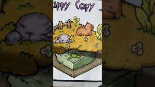 A snoozing happy kawaii Capybara colouring page