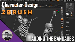 "Zbrush" 3D Character Design - video of 3/01/2025 - Adding the bandages.