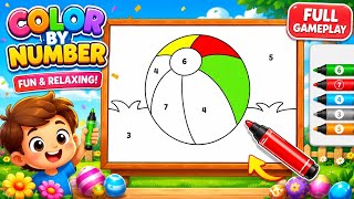 Color By Number Gameplay 🌈 | Satisfying Beach Ball Coloring | Kids Coloring Game | Full Gameplay screenshot 5