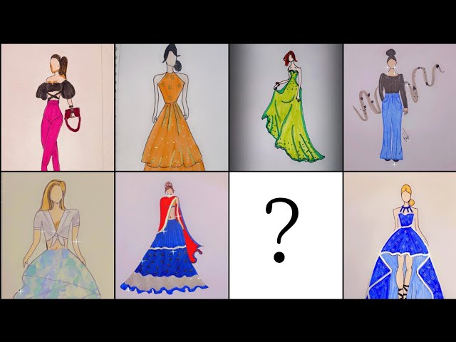 8 amazing dress designs || beautiful design|| drawings #art #drawing #dress #fashion #color