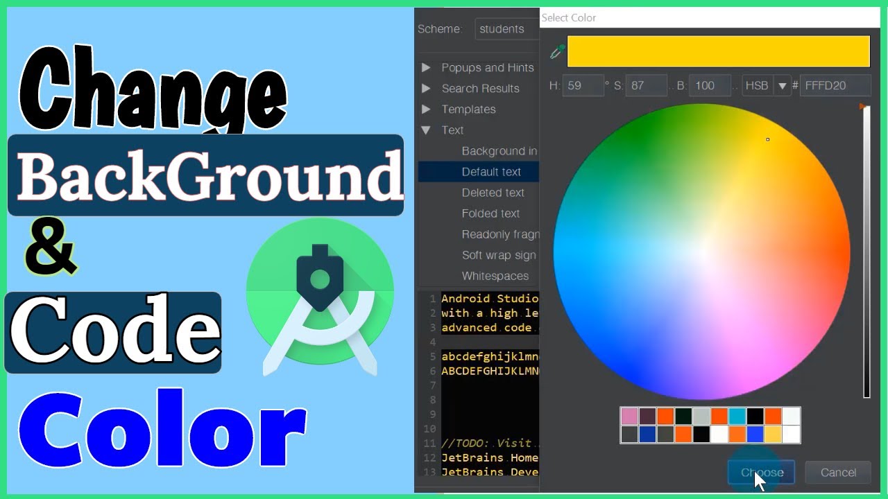 How to Change Background and Code Color in Android Studio - YouTube