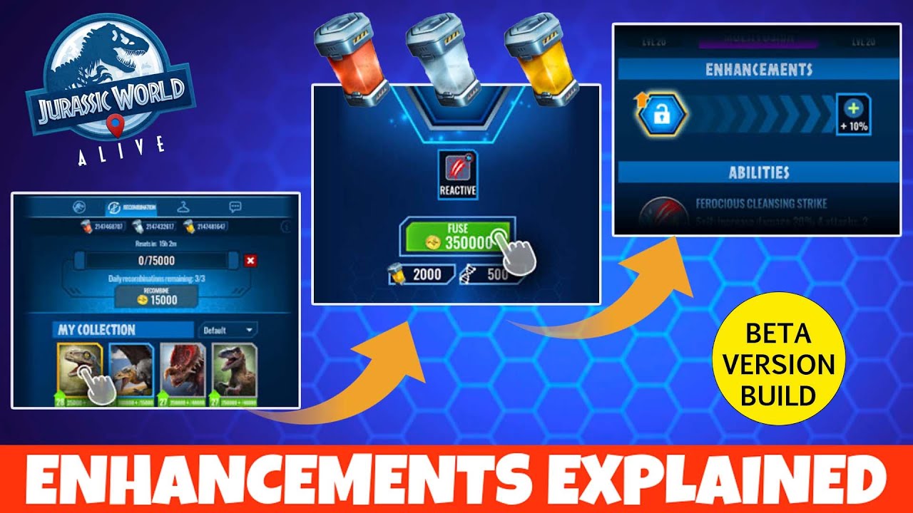 ENHANCEMENTS | Everything you need to know | Jurassic World Alive 2.22