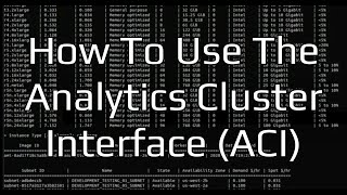 How To Use The Analytics Cluster Interface (ACI)
