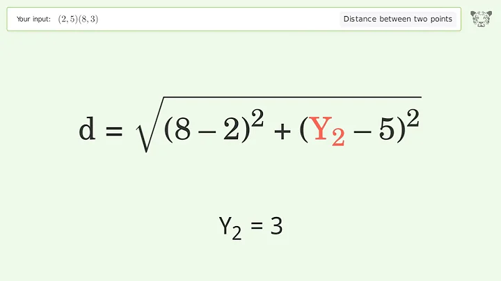 Find the distance between two points p1 (2,5) and p2 (8,3): Step-by-Step Video Solution