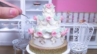 Miniature Real Edible Rose Wedding Cake - mini food ASMR