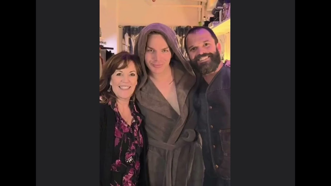 Adam Lambert in his dressing room at Cabaret w Danielle's mom & brother/Halloween ideas Emcee Adam