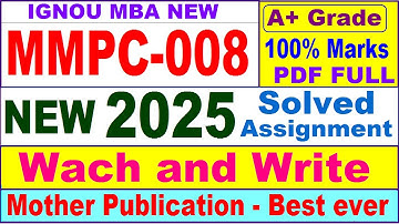 MMPC 008 solved assignment 2025 in English || mmpc 008 solved assignment 2025 || ignou mmpc008 2025