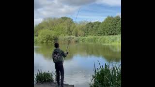80 yards, daiwa d carp 12ft and a 1.5 oz lead